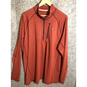 LL Bean Pullover Mens XLT Orange Quarter Zip Lightweight Performance Shirt Top